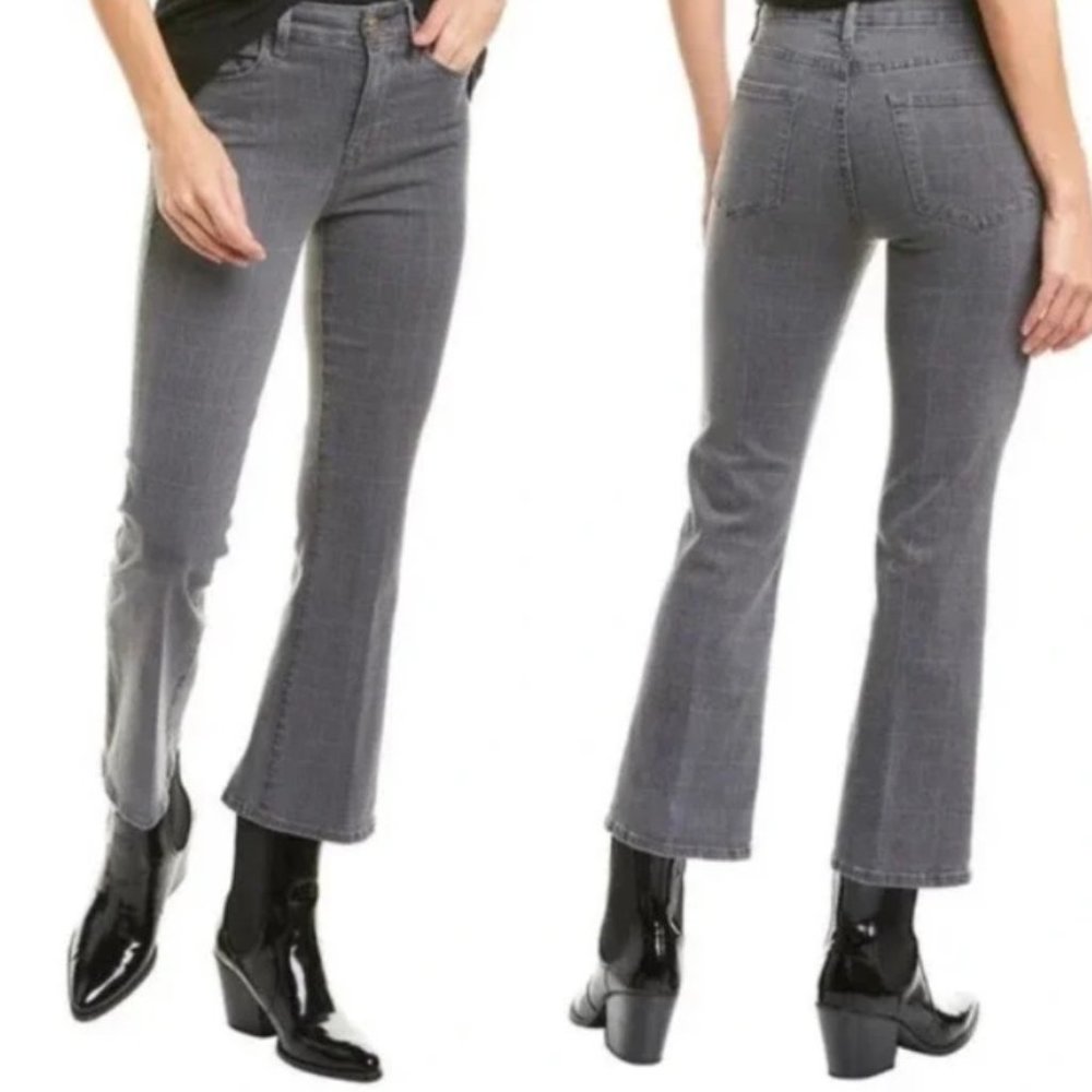 FRAME Le Crop Mini Boot checked mid-rise kick-flare jeans size 33 glen plaid